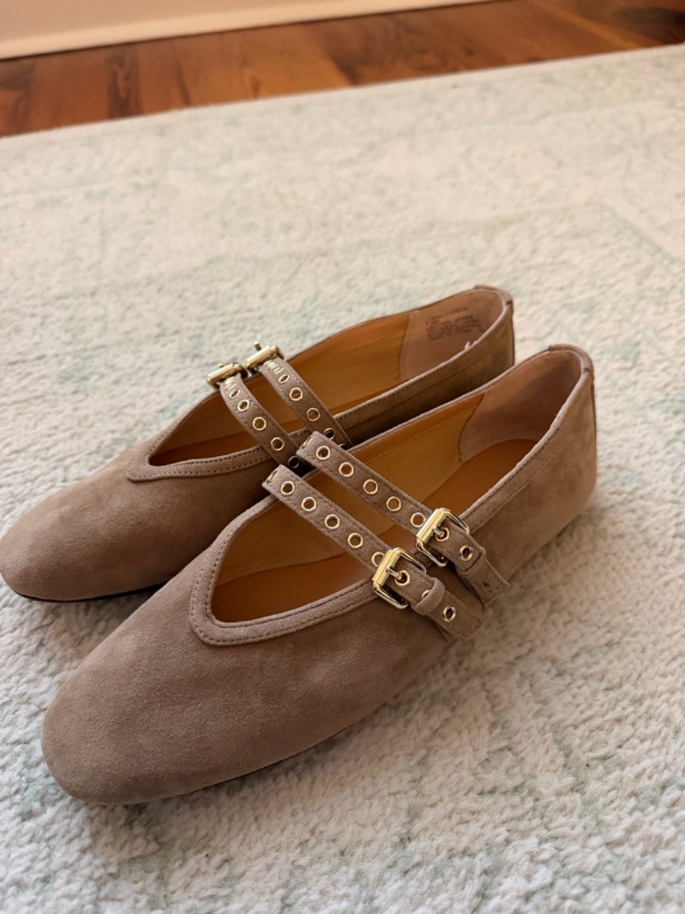 Steve Madden Taupe Suede Double-Strap Mary Jane Flats